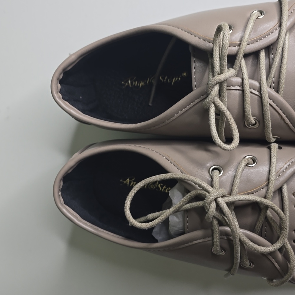 Women's Angel Steps Dasher Lace -Up Shoes 8 Taupe - Picture 13 of 13